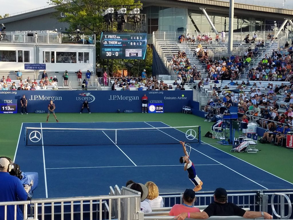 Dominic Thiem serves at the US Open