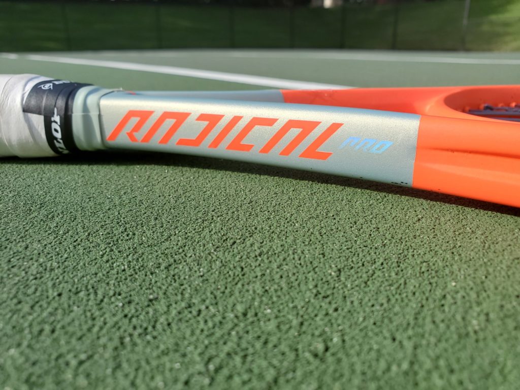 Head Radical Pro tennis racquet on the court