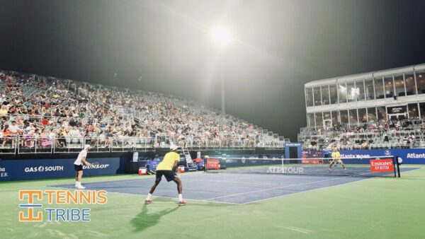 Rajeev Ram and Jack Sock play doubles at the Atlanta Open