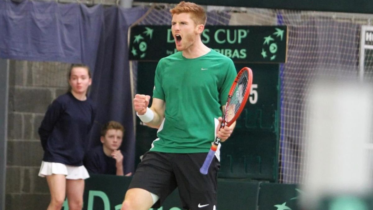 Dave O'Hare, the coach of the top doubles team in the world, celebrating a point during his playing career.