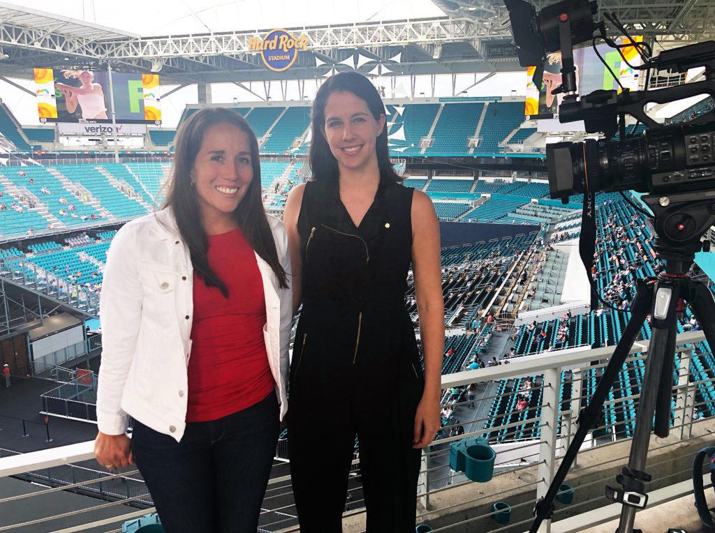 Nina Pantic and Irina Falconi at the 2019 Miami Open