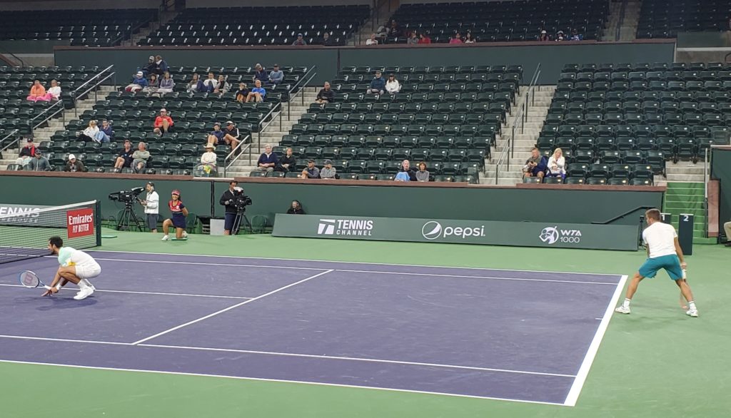 Nikola Mektic and Mate Pavic playing doubles at Indian Wells