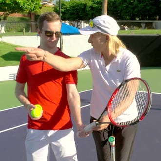 Will Hamilton and Martina Navratilova teaching doubles